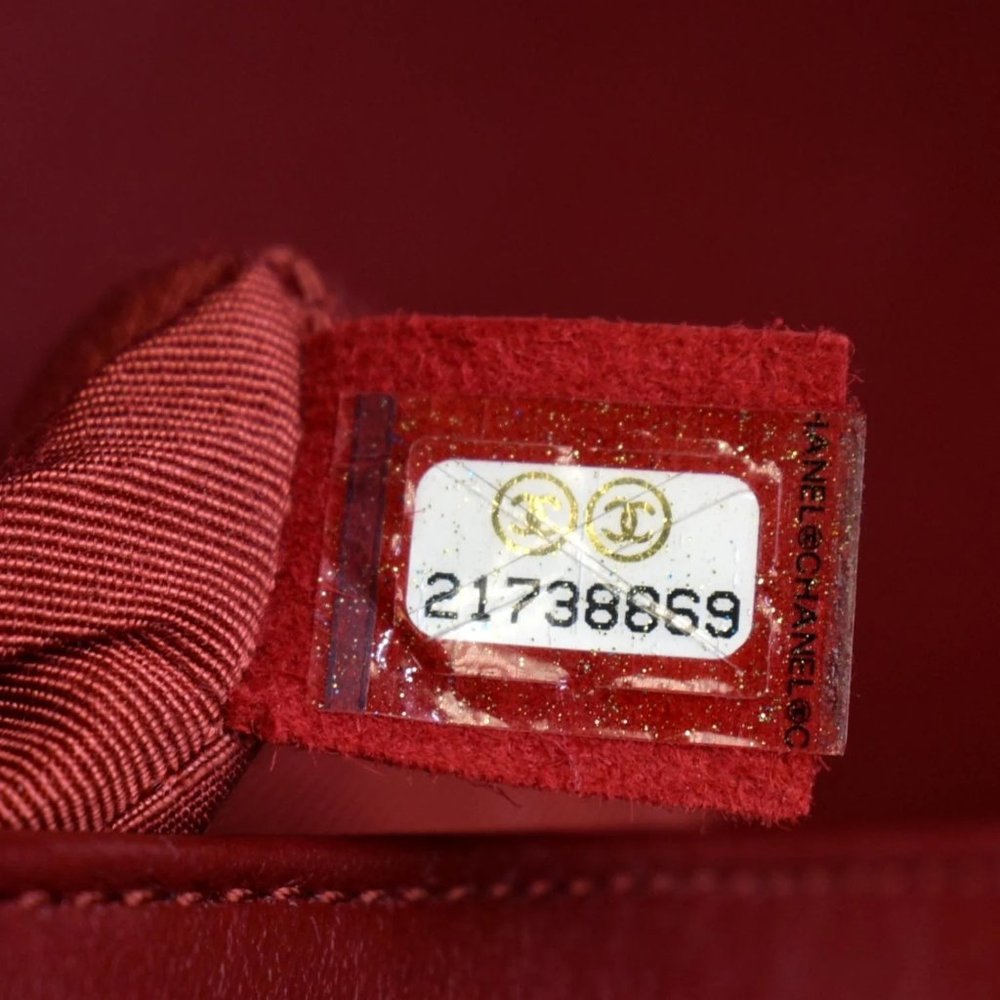 CHANEL Medium Boy Flap Calf Leather Shoulder Bag Red - Picture 11 of 14